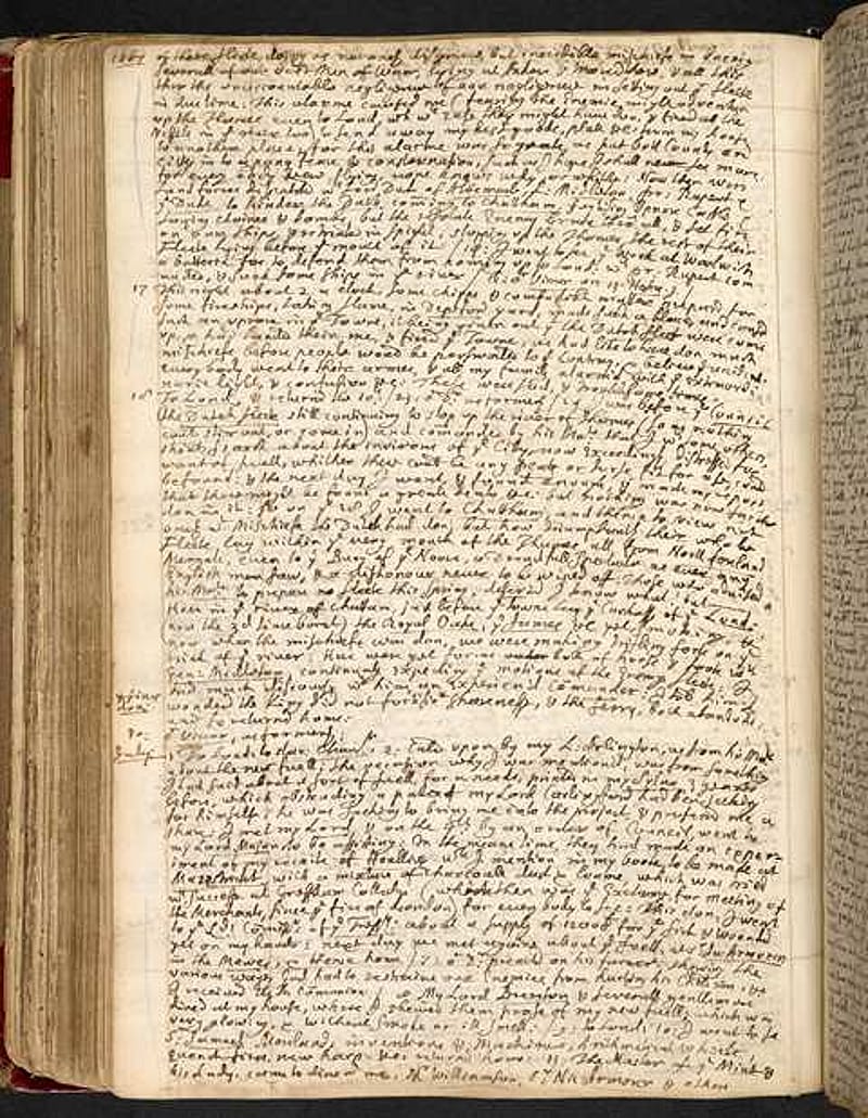 Page from an old diary filled with small, neat handwriting.