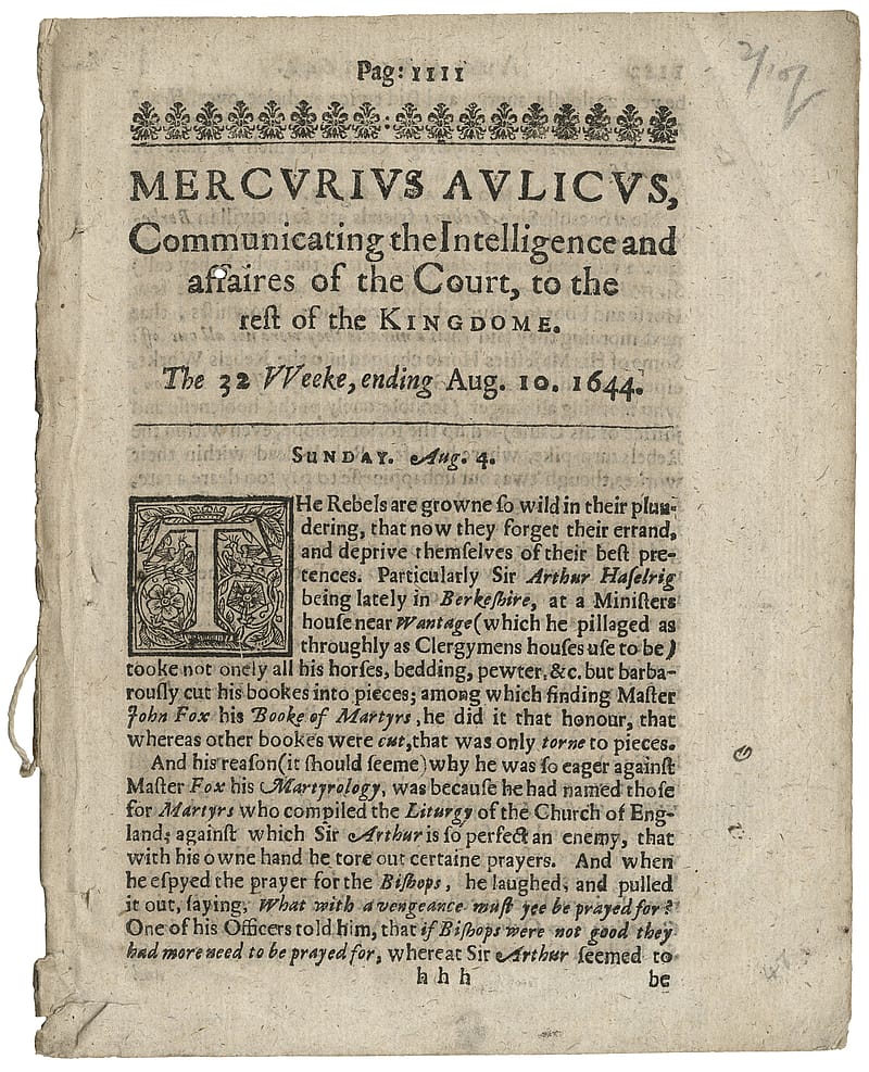 The front cover from an old pamhplet. The paper has discoloured. It has a decorative top border and is filled with printed text.